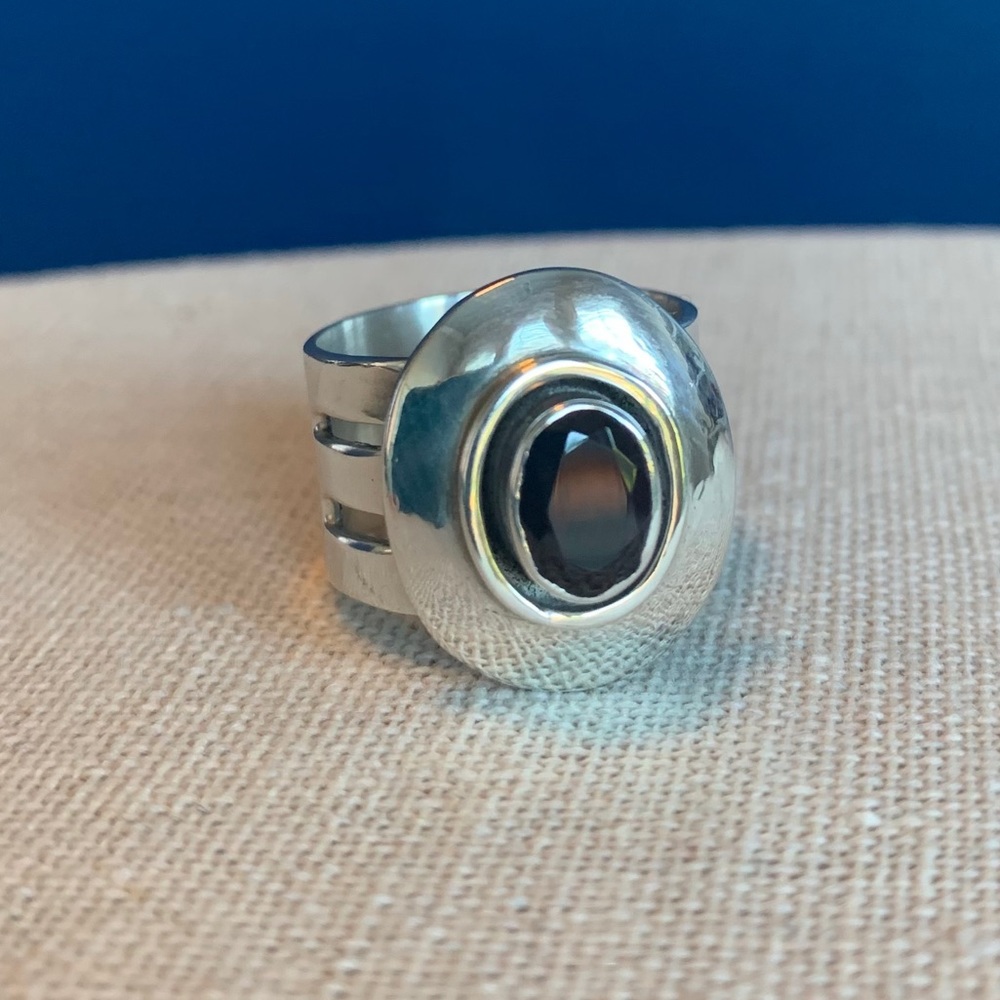 Garnet and Sterling Silver Ring